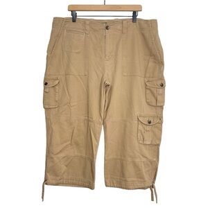 Lauren Ralph Lauren Pants 16 High Rise Cropped Cargo Capri Drawstring Hem Casual